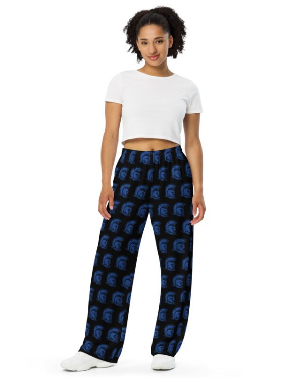 Spartan head pattern unisex wide-leg pants | Black