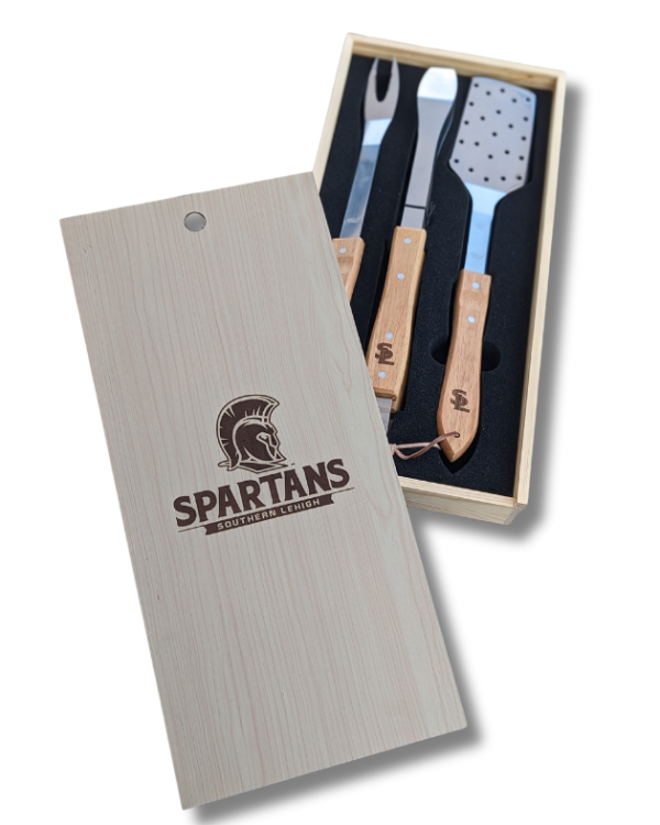 3-Piece BBQ Set in Wooden Pine Box