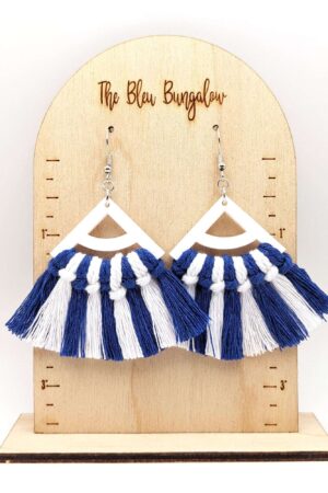 Blue & White Macrame - White Acrylic
