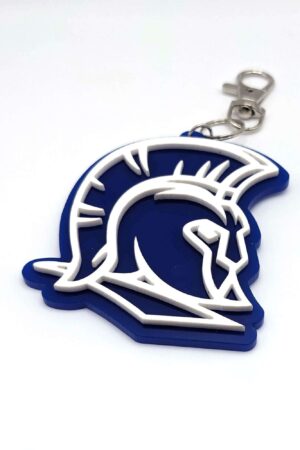 Blue Acrylic Spartan Head Bag Tag