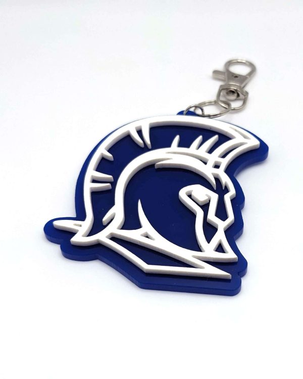 Blue Acrylic Spartan Head Bag Tag