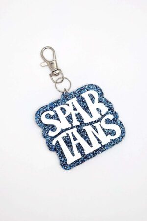 Glitter Blue Acrylic Groovy Spartan Bag Tag