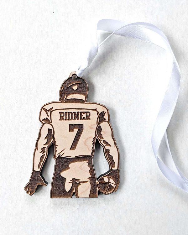 Wooden Custom Football Player Ornament