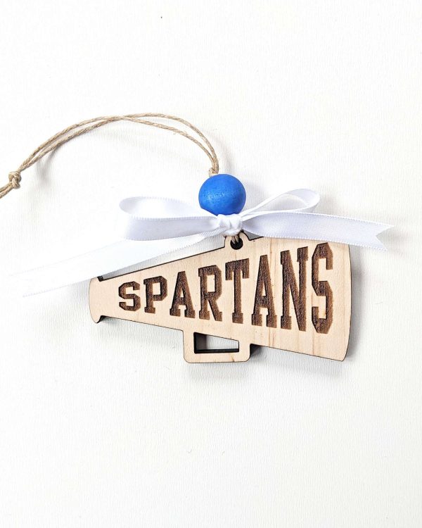 Wooden Spartan Cheer Ornament