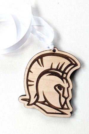 Wooden Spartan Head Ornament