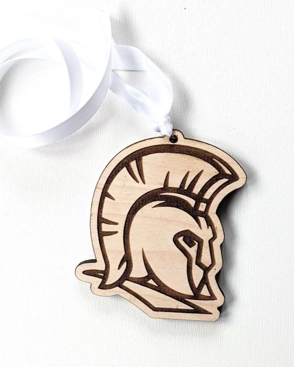 Wooden Spartan Head Ornament