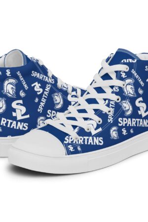 Men’s Blue Pattern High Top Canvas Shoes