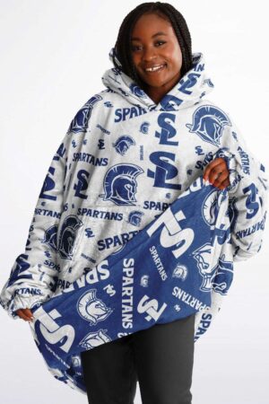 Reversible Patterned Wearable Hooded Blanket