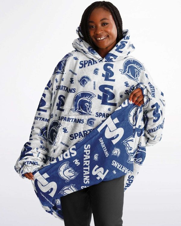 Reversible Patterned Wearable Hooded Blanket