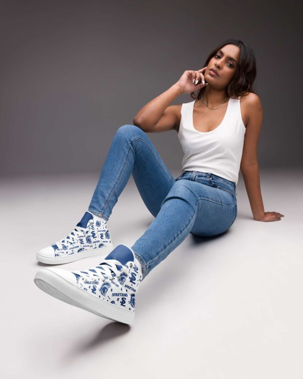 Women’s White Pattern High Top Canvas Shoes