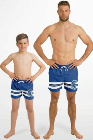 Matching Color Stripe Swim Trunks Set