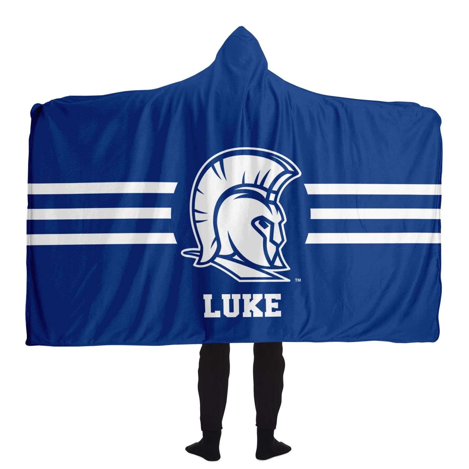 Spartan Traditional Stripe Sherpa Hooded Blanket
