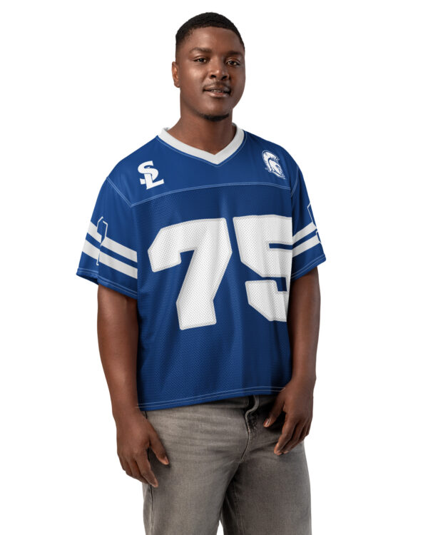 Personalized Spartan Blue Boxy Football Jersey