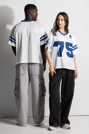 Personalized Spartan White Boxy football jersey