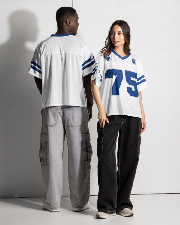 Personalized Spartan White Boxy football jersey